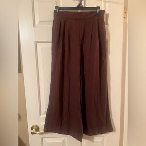 NWOT Women's a new day Brown Linen and Rayon Blend Wide Leg Crop Pants Size XS